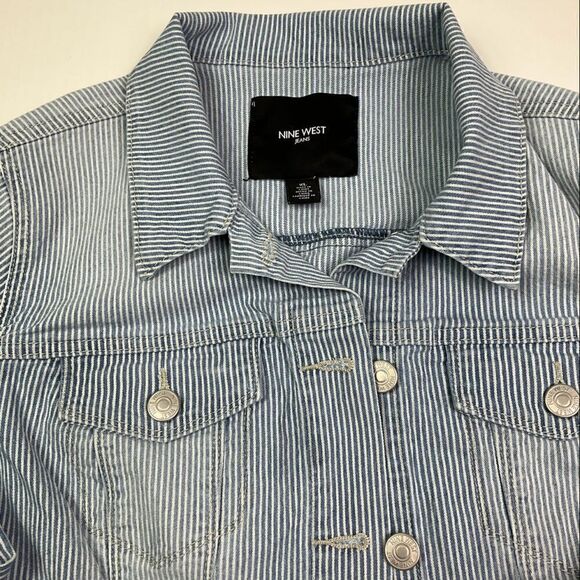 Nine West Striped Blue/White Jacket Size XL - Picture 1 of 6